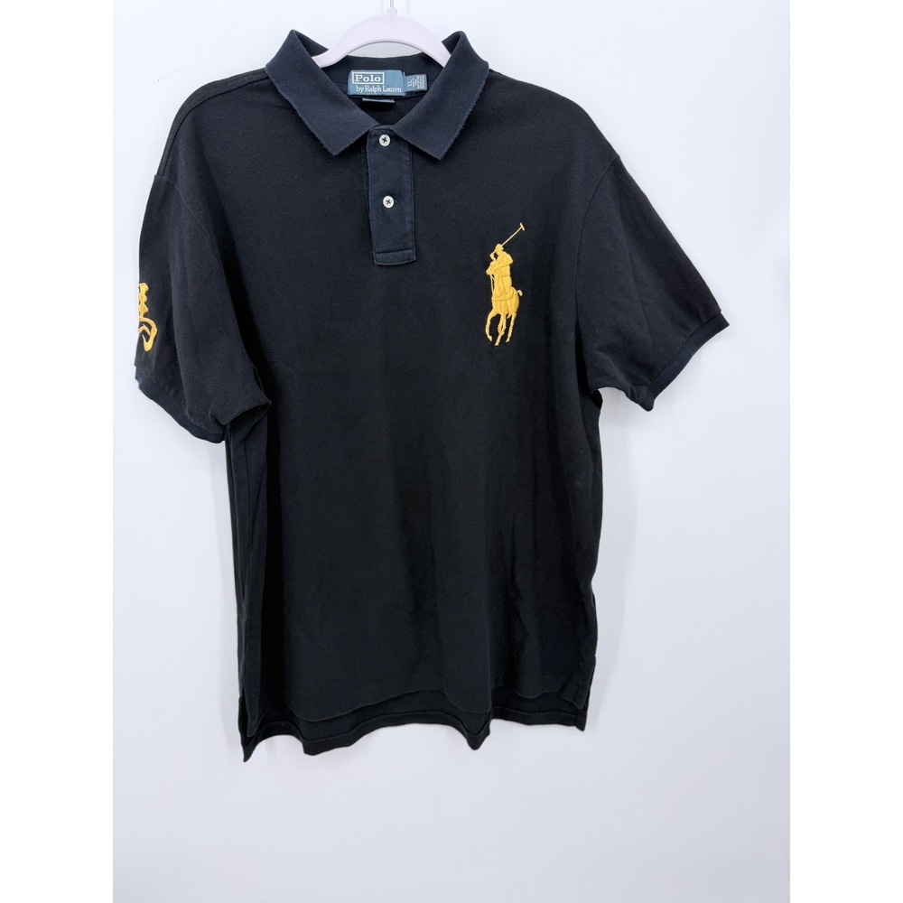 Polo Ralph Lauren Polo Shirt Men XL Black/Navy Gold Big Pony Chinese Horse Sign